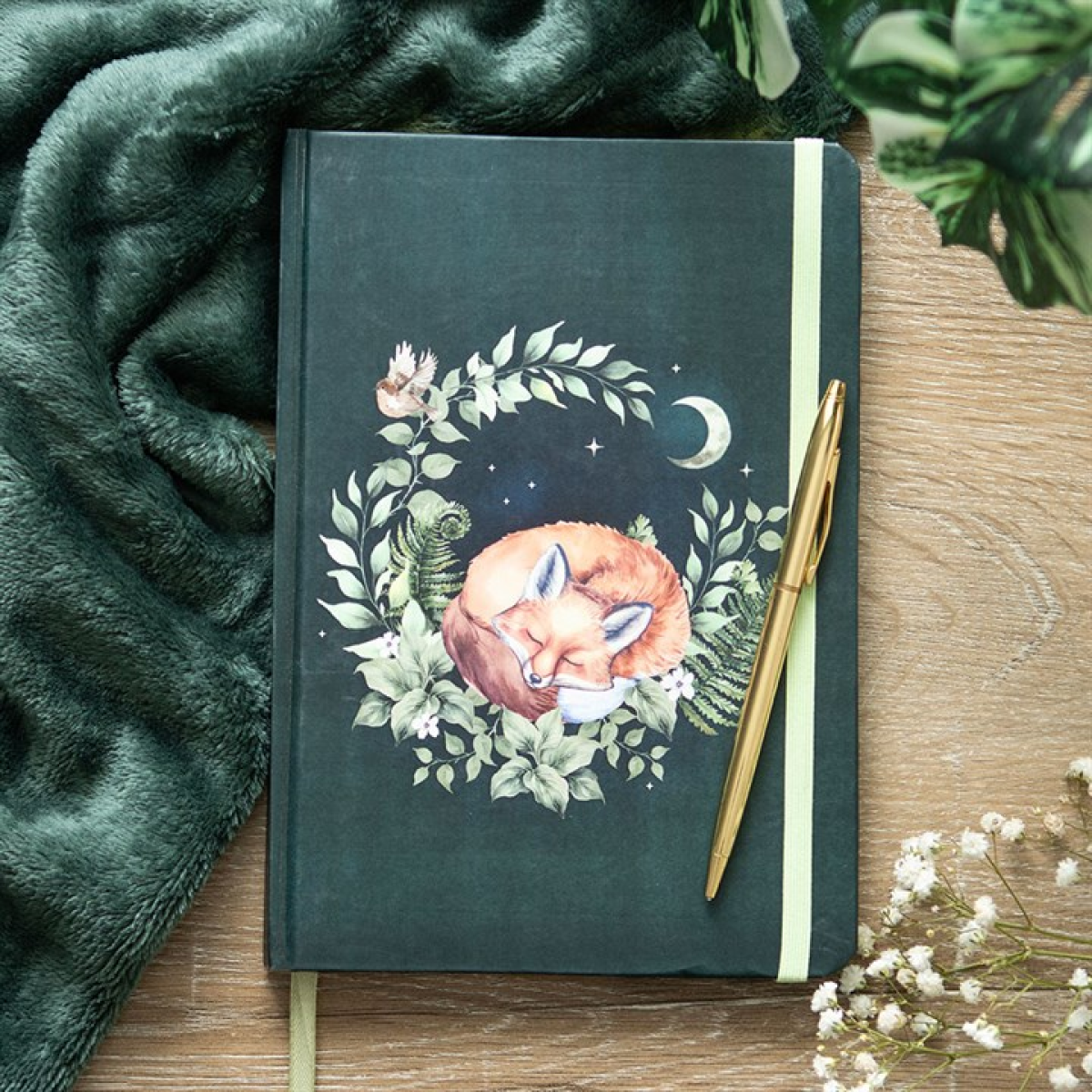 Green Sleeping Fox A5 Notebook