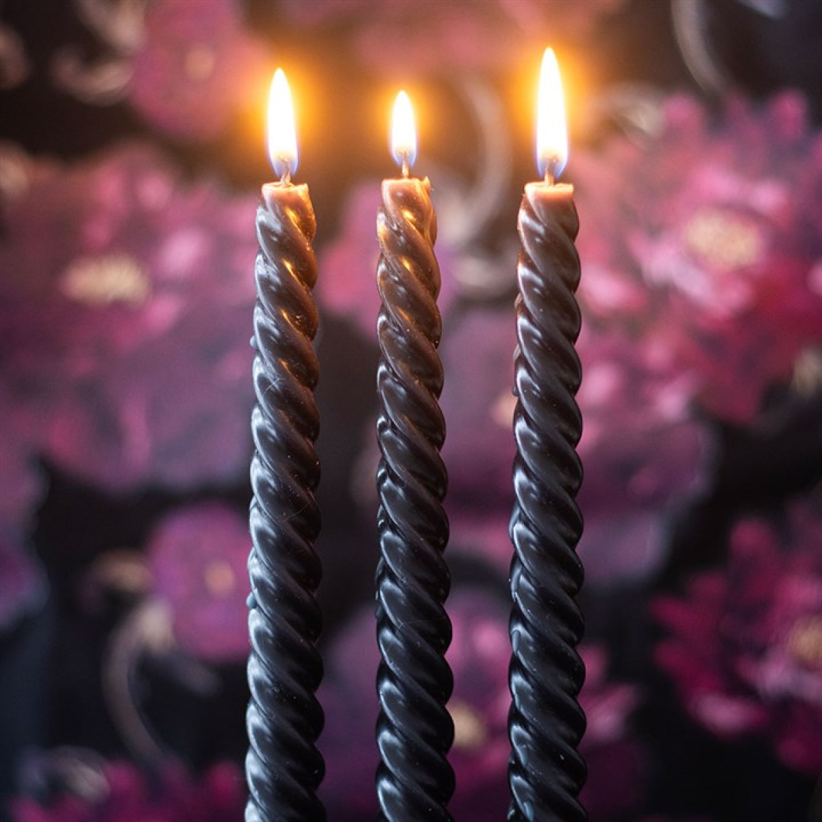 Set of 3 Dark Romance Twist Taper Candles